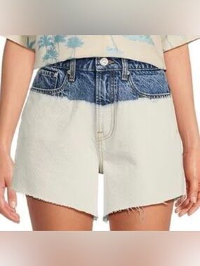 NWT Gianni Bini DANNIJO White Shorts with Blue Denim Waistband